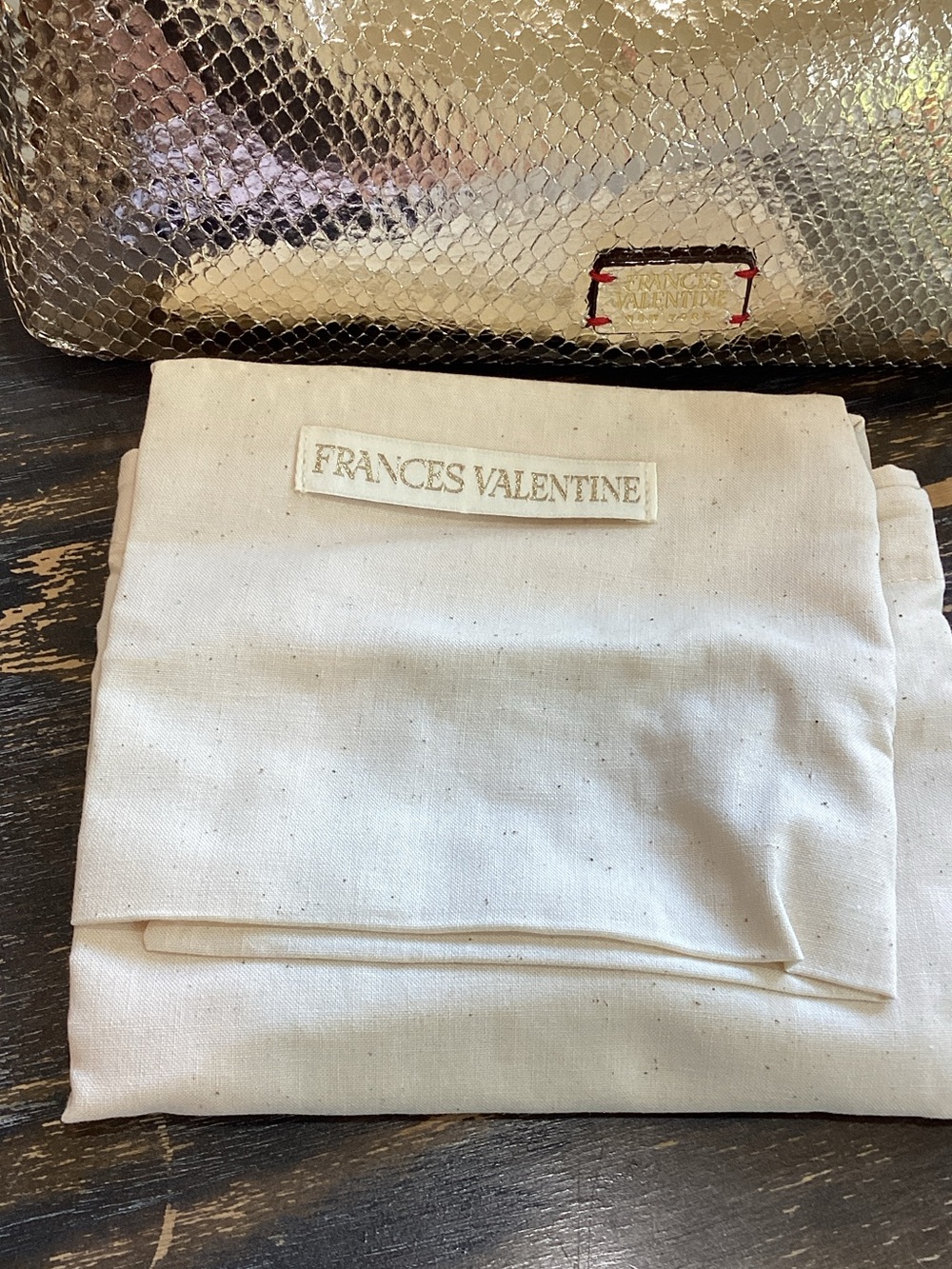 Frances Valentine Mia Metallic Gold Snake Embossed Shoulder Bag - Picture 11 of 12